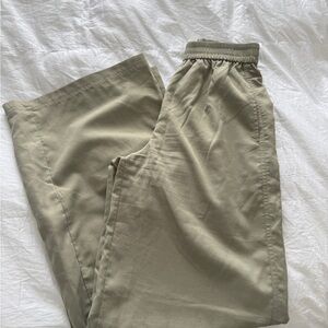 Boohoo Olive Green Elastic-Waist Chinos